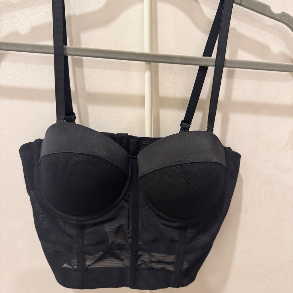 Black Mesh Bustier Top